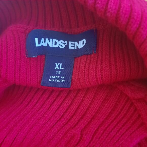 Lands' End Womens Red Mixed Stitch Split Turtleneck Sweater Size XL - Picture 4 of 8
